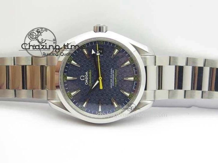 0822 QuickDry Aqua Terra ‘James Bond’ SS JHF Best Edition Blue Dial On SS Bracelet A 8203
